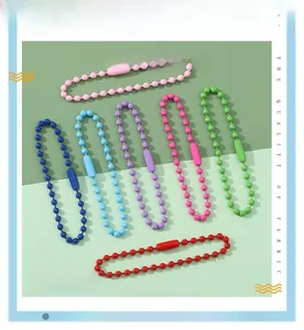 Colorful metal ball chains for DIY keychains and jewelry accessories in various vibrant shades