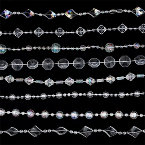 Transparent acrylic bead chain with multifaceted AB crystal finish for DIY wedding decor