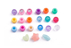 Colorful mixed acrylic beads including stars and hearts for DIY jewelry making sets
