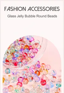 Macro shot of 8mm jelly bubble glass beads in mixed colors for DIY jewelry making