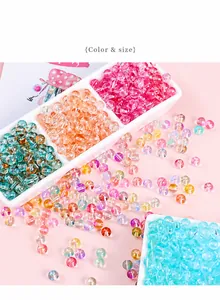 Macro view of 8mm colorful glass beads with bubble effect for DIY jewelry making