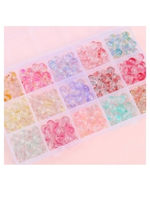 15-grid storage box with 8mm colorful jelly bubble glass beads for DIY jewelry making