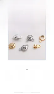 Detailed view of 18K gold plated jewelry clasps for DIY bracelets and necklaces