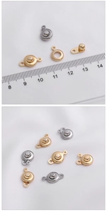 Detailed view of 18K gold and silver magnetic jewelry clasps with size measurements