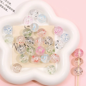 Set of colorful transparent acrylic floral beads for DIY jewelry and necklace crafting