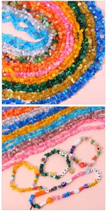 Détail de perles en pierre œil-de-chat colorées et de créations de bijoux faits main