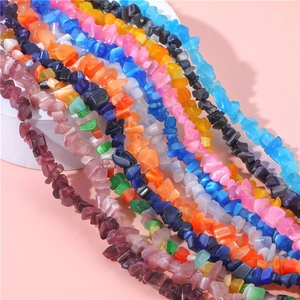 Perles en cristal œil-de-chat irrégulières multicolores pour la création de bijoux