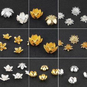 Brass Flower Bead Caps Filigree Lotus Spacers For Jewelry Making DIY Hairpin Accessories Gold Silver Plated Vintage Style Findings