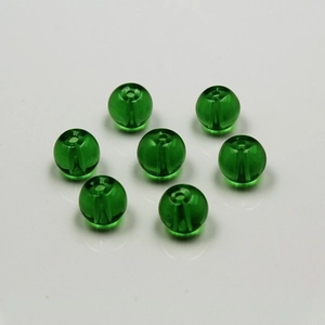 Perles rondes en verre de cristal vert transparent avec trou pour bijoux DIY
