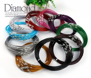 High-quality colorful steel wire necklaces with silver screw clasps for DIY jewelry making