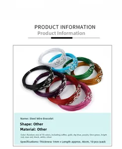 Detail of 1mm colorful steel wire chokers for DIY jewelry making in ten assorted colors