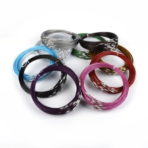 Set of flexible colorful coated steel wire necklaces with secure screw clasps for DIY jewelry