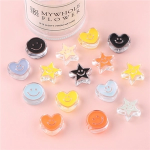 DIY Acrylic Cartoon Smiley Face Fruits Animals Loose Beads For Jewelry Making Phone Case Keychain Accessories Mixed Colors