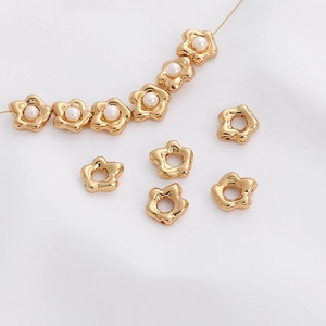 Perles d'Espacement en Forme de Fleur en Cuivre Plaqué Or Véritable Cadres de Perles Creux Irréguliers Accessoires DIY