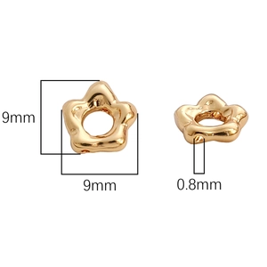 Perles d'espacement fleur plaquées or 18K 9mm avec trou 0.8mm pour bijoux DIY