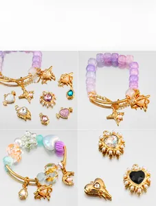 DIY jewelry making kit featuring heart pendants and colorful beads for bracelets