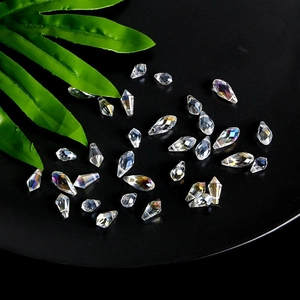 Perles en Verre Facetté Goutte d'eau Coupe Rhombus Couleur AB Cristal Perles en Vrac Trou Latéral Bijoux DIY Accessoires Vêtement