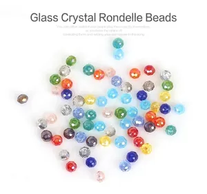 Detailed macro shot of 3mm multifaceted colorful glass crystal beads for DIY jewelry