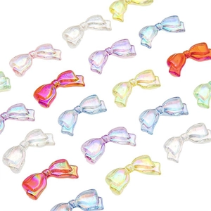 Colorful acrylic iridescent bow charms for DIY jewelry and phone chain accessories