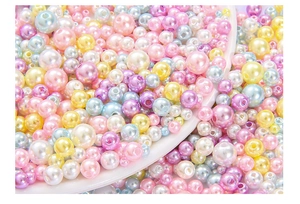 Mix of colorful macaron ABS faux pearls with holes for DIY jewelry and crafts