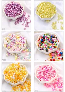 Macaron color ABS faux pearls in six decorative bowls for DIY jewelry making accessories