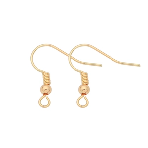 Classic 14K gold plated fishhook earrings wires with decorative spiral coil and bead