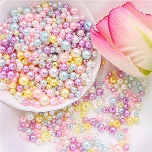 Mixed candy-colored ABS faux pearls with holes for DIY jewelry making and handmade crafts