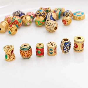 Vintage Kupfer Emaille Perlen Chinesischer Stil Hohle Blumen Charms Für DIY Schmuckherstellung Armband Halskette Zubehör Zirkonia Perlen