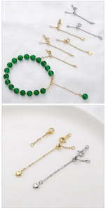 Detail van verstelbare koperen verlengkettingen met karabijnsluiting voor DIY-sieraden