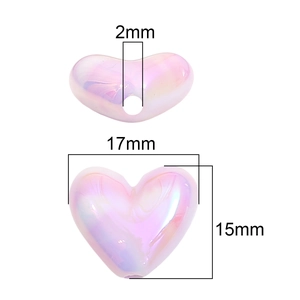 Iridescent heart beads in 17mm size for DIY bracelets and jewelry craft making