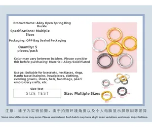 Tabla de tallas para hebillas de anillo con resorte de aleación de 13mm hasta 28mm