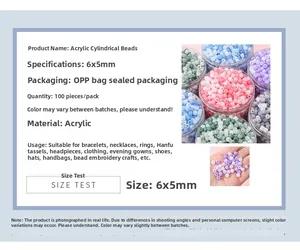 Macro detail of mixed candy color 6x5mm acrylic cylinder tube beads for DIY jewelry