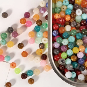Perles Rondes en Acrylique pour la Fabrication de Bijoux Bricolage Bracelet Collier Boucle d'Oreille Accessoire Couleur Unie Perles d'Espacement Perforées pour Femmes Enfants