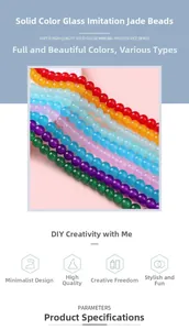 Macro view of polished 6mm and 8mm colorful round glass beads for DIY jewelry making
