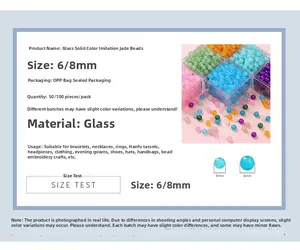 Detailed view of 6mm and 8mm glass jelly beads with jade texture for DIY jewelry making