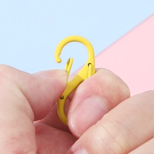 Yellow S-shaped spring snap hook for DIY keychains and outdoor backpack accessory