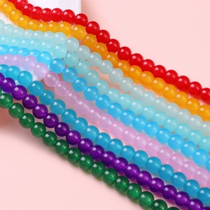 Colorful 6mm 8mm glass jelly jade beads for DIY jewelry making necklaces and bracelets