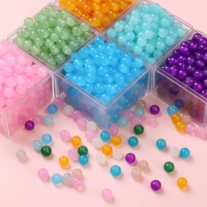 6/8mm colorful jelly glass beads in organizer box for DIY jewelry making and crafts
