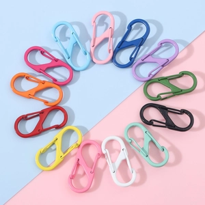 Colorful S-shaped alloy spring carabiner hooks in 12 vibrant colors for DIY keychains