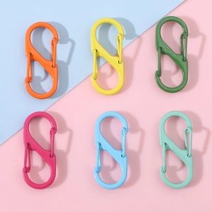 Colorful S-shaped carabiner keychains in assorted candy colors for DIY accessories