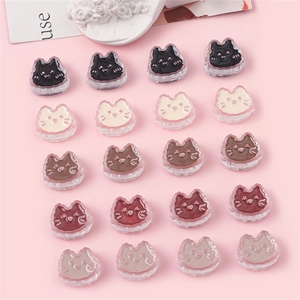 Cute Cat Head Acrylic Beads Transparent Drip Oil Loose Beads For DIY Necklace Bracelet Phone Chain Jewelry Making Accessories