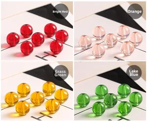 Polished transparent glass round beads in red orange amber and green for DIY jewelry making