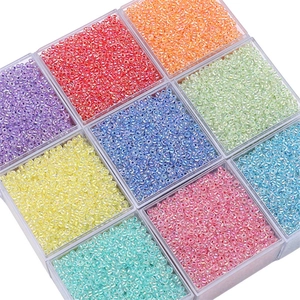 Colorful 2mm glass seed beads in nine-grid storage box for DIY jewelry making kits