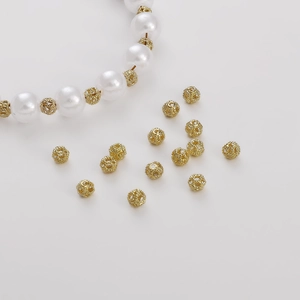 14K Gold Plated Copper Hollow Flower Ball Spacer Beads Loose Beads For DIY Jewelry Making Bracelet Necklace Accessories