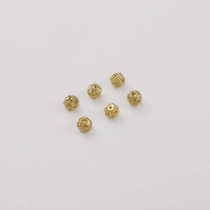 Set of 6 hollow floral design gold spacer beads for DIY jewelry making and crafts
