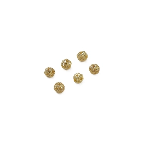 Set of 6 hollow 14k gold plated spacer beads with intricate floral texture for DIY jewelry