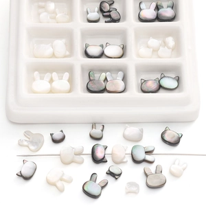 Détails de perles en nacre en forme de lapin et chat pour la création de bijoux DIY
