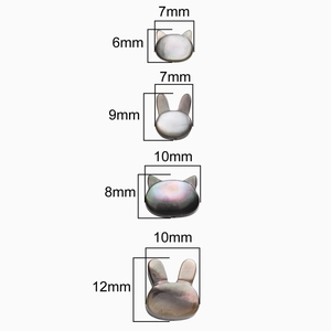 Perles en nacre noire en forme de chat et lapin avec reflets irisés pour bijoux DIY