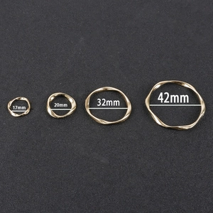 Golden geometric circle earrings alloy jewelry parts in 17mm to 42mm twisted texture
