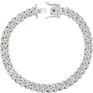 Collier maille cubaine en argent pour hommes et femmes avec pavé de zircones